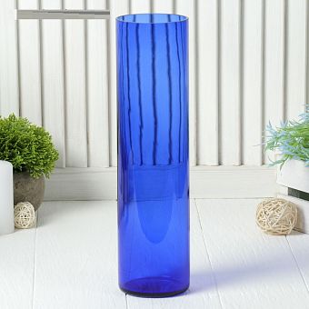ваза "Цилиндр" d 80*h 300 мм. из синего стекла (без декора) 1298276 фото, картинки