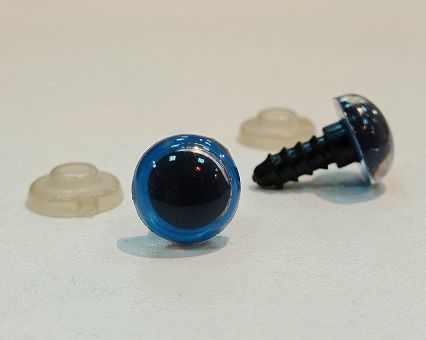 Фурнитура "Глазки для игрушек" 12 мм, с заглушками 2шт  SF-2140, синий фото, картинки