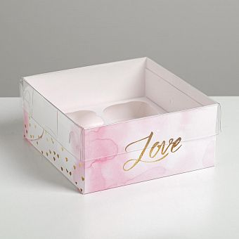 Коробка для капкейка Love, 16 × 16 × 7.5 см 3822485 фото, картинки