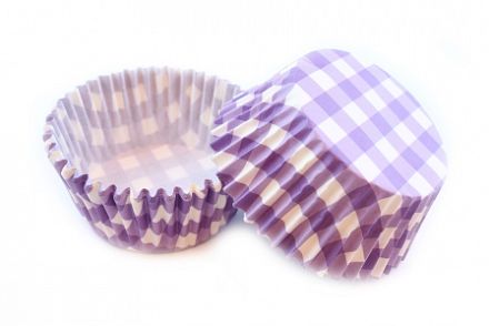 Набор бумажных форм для кексов "Клетка фиолетовая", диаметр дна 5 см,  50 шт. фото, картинки