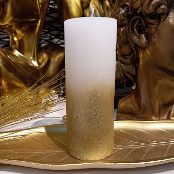 Декоративная свеча "Рустик" белый-золото 60/160 фото, картинки