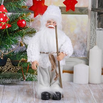 Дед Мороз в белой шубке с посохом 28 см   4316756       фото, картинки