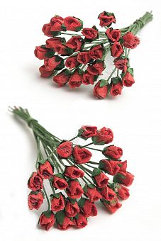 Тайские бумажные цветочки 0,5 см на веточке "Бутон розы" (25 шт) Т1/101, красный фото, картинки