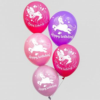 Воздушные шары, набор "Минни и единорог Happy Birthday", Disney (набор 5 шт)   5798013 фото, картинки