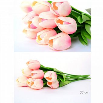 Цветок искусственный Тюльпан 30 см кремово-розовый / 18-4/4 /уп 10/180/1440/ латекс фото, картинки