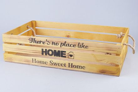 Ящик деревянный интерьерный 40х20х12см "Home" веревочные ручки лимон фото, картинки