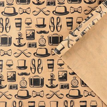 Бумага упаковочная крафтовая «Мужские атрибуты», 50 × 70 см 10175154 фото, картинки