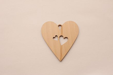 Бирочка с подвесом-Сердечко "Два сердца мини" 10х11 см (фанера 3 мм) фото, картинки