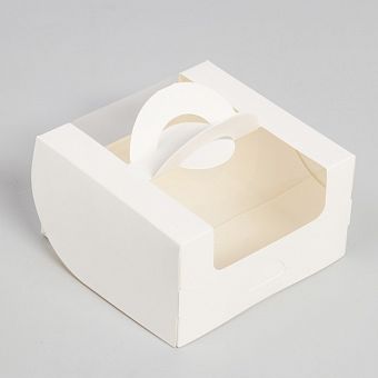 Коробка под бенто-торт с окном, белая, 14 х 14 х 8 см 7479581 фото, картинки
