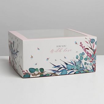 Коробка для торта с окном «Watercolor» 23 х 23 х 11 см 7337070 фото, картинки