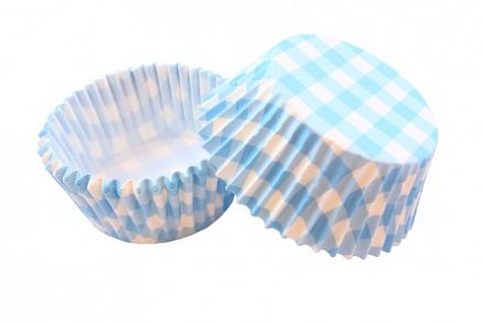 Набор бумажных форм для кексов "Клетка голубая" диаметр дна 5 см, 50 шт. фото, картинки