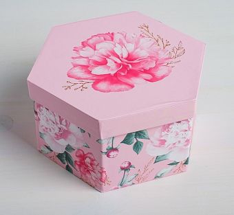 Коробка шестигранник "Цветы" №3 4732926/3  16 × 16 × 8 см фото, картинки