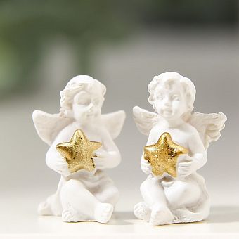 Сувенир полистоун "Белоснежный ангел с золотой звёздочкой" МИКС 2,4х1,2х0,9 см   4838703          фото, картинки