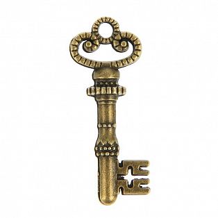 Декор металл для творчества "Ключ ажурная ручка" под латунь (СК5019) 3х1,3 см   фото