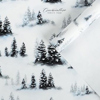 Бумага упаковочная глянцевая «Зимний лес», 70 × 100 см   4472817 фото, картинки