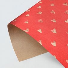 Бумага упаковочная крафтовая «Сердечки», фон красный, 50 × 70 см 4580640 фото