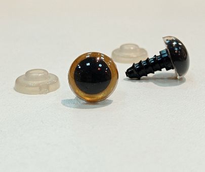 Фурнитура "Глазки для игрушек" 12 мм, с заглушками 2шт SF-2140, золотисто-коричневый фото, картинки