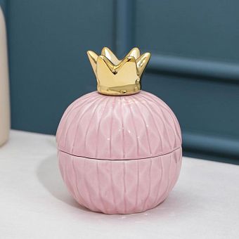 Банка для сыпучик продуктов "Золотая корона" 8,2х11 см, цвет розовый   5487578 фото, картинки
