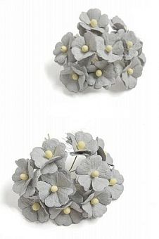 Тайские бумажные цветочки 2 см на веточке (10 шт) S11/Silver Grey, серый фото, картинки