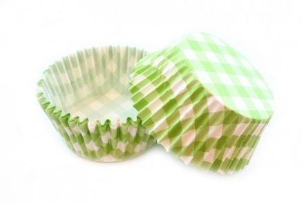 Набор бумажных форм для кексов "Клетка зеленая", диаметр дна 5 см,  50 шт. фото, картинки