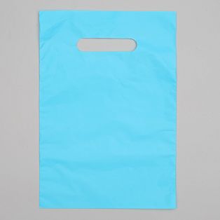 Пакет полиэтиленовый, с вырубной ручкой, голубой, 20 х 30, 33 мкм   4689696 фото