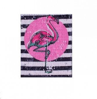 Нашивка с крупными пайетками "Фламинго розовый круг" 22,1*19 см фото, картинки
