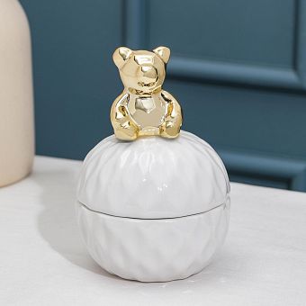 Банка для сыпучик продуктов "Золотой мишка" 8,5х12,5 см, цвет белый   5487577 фото, картинки