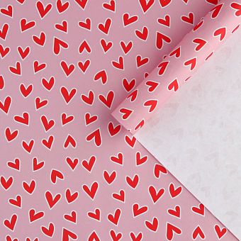 Бумага крафтовая белая «Красные сердечки», 50 x 70 см 10175183 фото, картинки