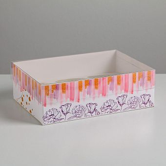 Коробка для капкейка Flower patterns, 23 × 16 × 7.5 см 4949322 фото, картинки