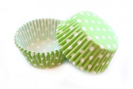 Набор бумажных форм для кексов "Горошек зеленый", диаметр дна 5 см, 50 шт. фото, картинки