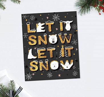 Открытка-карточка Let it snow шрифт, 8.8 × 10.7 см   4419097 фото, картинки