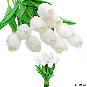 Цветок искусственный Тюльпан 30 см белый / 1205 /уп 200/1200/ латэкс фото, картинки