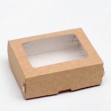 Коробка с окном, крафт, 10 х 8 х 3,5 см 5383260 фото
