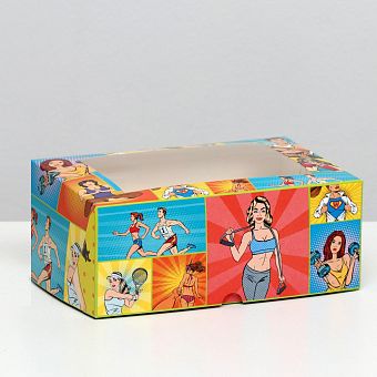 Упаковка на 6 капкейков "Фитнес", с окном, 25 х 17 х 10 см 6907289 фото, картинки