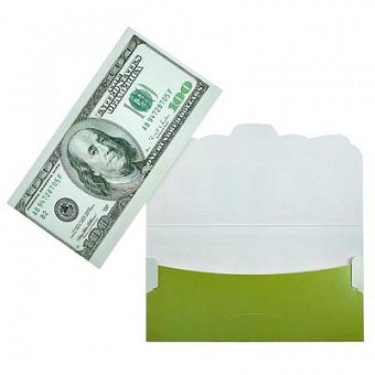 Конверт для денег "100 долларов" глиттер, зеленые 6913222 фото, картинки