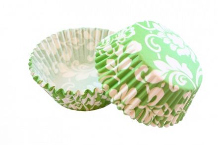 Набор бумажных форм для кексов "Цветочный узор зеленый", диаметр дна 5 см, 50 шт. фото, картинки