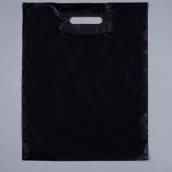 Пакет полиэтиленовый, с вырубной ручкой, черный, 34 х 45, 33 мкм   4689692 фото, картинки