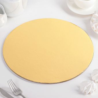 Подложка для торта "Круг" 30,5x30,5x0,4 см, цвет золото 3800870 фото, картинки