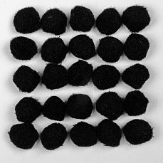 Набор текстильных деталей для декора "Бомбошки" 25 шт набор, размер 1 шт 2 см, цвет черный   4342680 фото