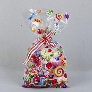 Пакет подарочный пластиковый с днем рождения"Конфеты", 19.8 х35 см  фото