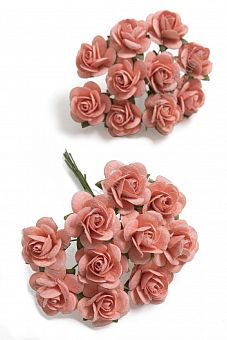 Тайские бумажные цветочки 2 см на веточке "Розочка" (10 шт) R3/98, розовый персик фото, картинки
