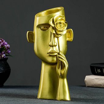 Кашпо - ваза "Цветок у лица" золото, 26,5см   7503630 фото, картинки
