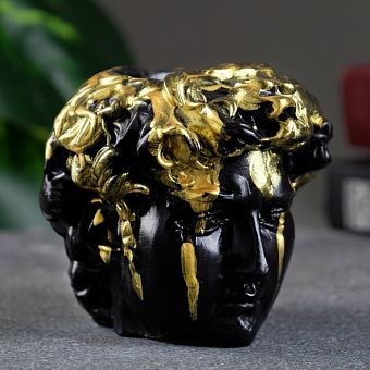 Кашпо - органайзер "Голова Давида" черная с золотом, 9х9х9см   7777221 фото, картинки