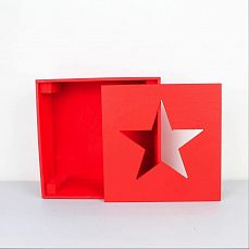 Ящик деревянный с крышкой 25*25см "Звезда" фото