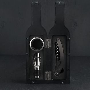 Набор для вина "Бутылка" 5 предм: пробка, кольцо, каплеуловитель, штопор, нож для  фольги 768423 фото