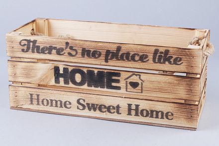 Ящик деревянный интерьерный 30х12х12см "Home" веревочные ручки экзотик фото, картинки
