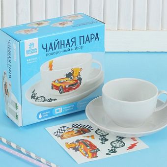 Подарочный набор для декорирования чайной пары деколью "Машинки" 4008287 фото, картинки