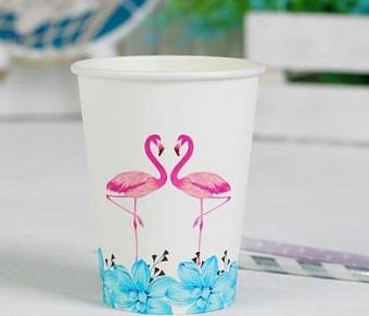 Стакан бумажный "Фламинго и голубые цветы" набор 6 шт   3968755 фото, картинки