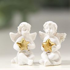 Сувенир полистоун "Белоснежный ангел с золотой звёздочкой" МИКС 2,4х1,2х0,9 см   4838703          фото
