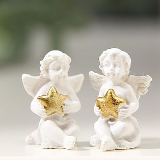 Сувенир полистоун "Белоснежный ангел с золотой звёздочкой" МИКС 2,4х1,2х0,9 см   4838703          фото